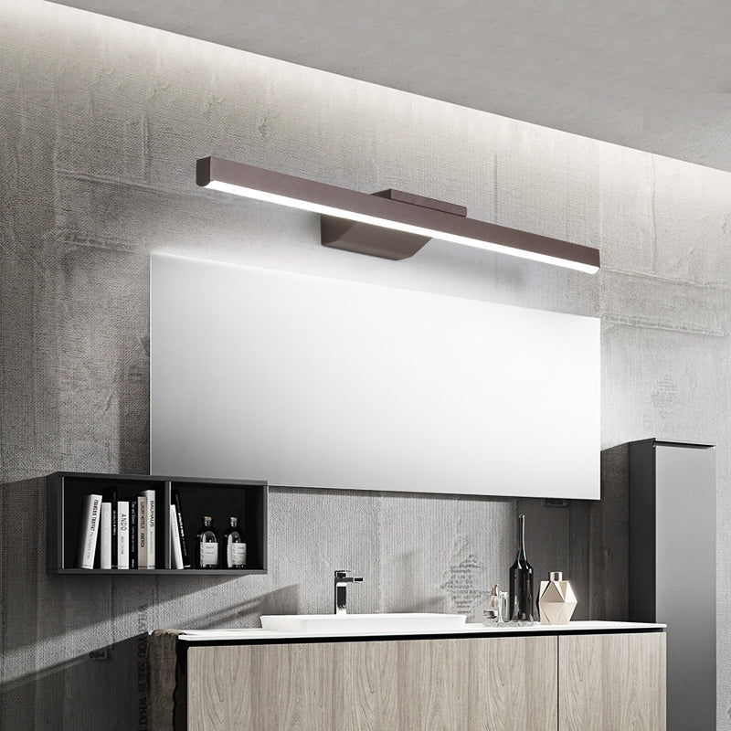 Éclairage de mur de miroir de style simple de style miroir simple à 1 lumière linéaire en marron