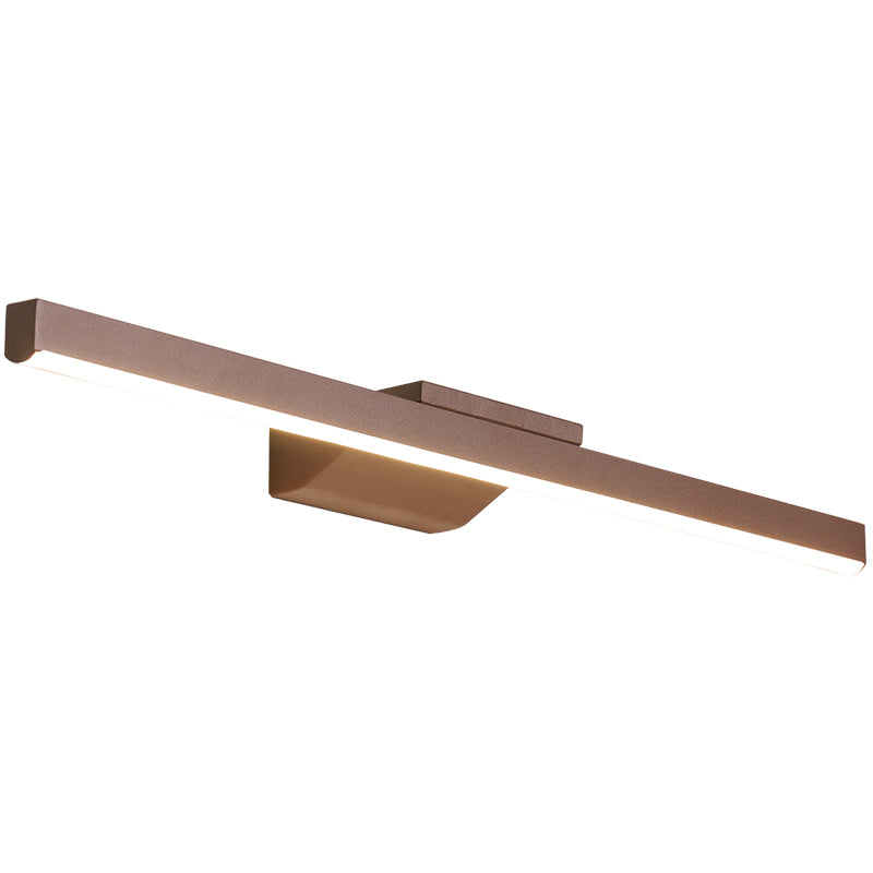1-Light Linear Shade Wall Sconce Modern Simple Style Mirror Wall Lighting in Brown