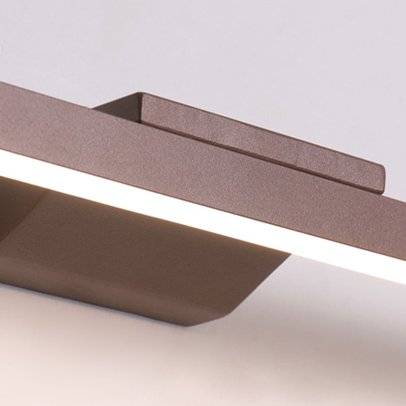 1-Light Linear Shade Wall Sconce Modern Simple Style Mirror Wall Lighting in Brown