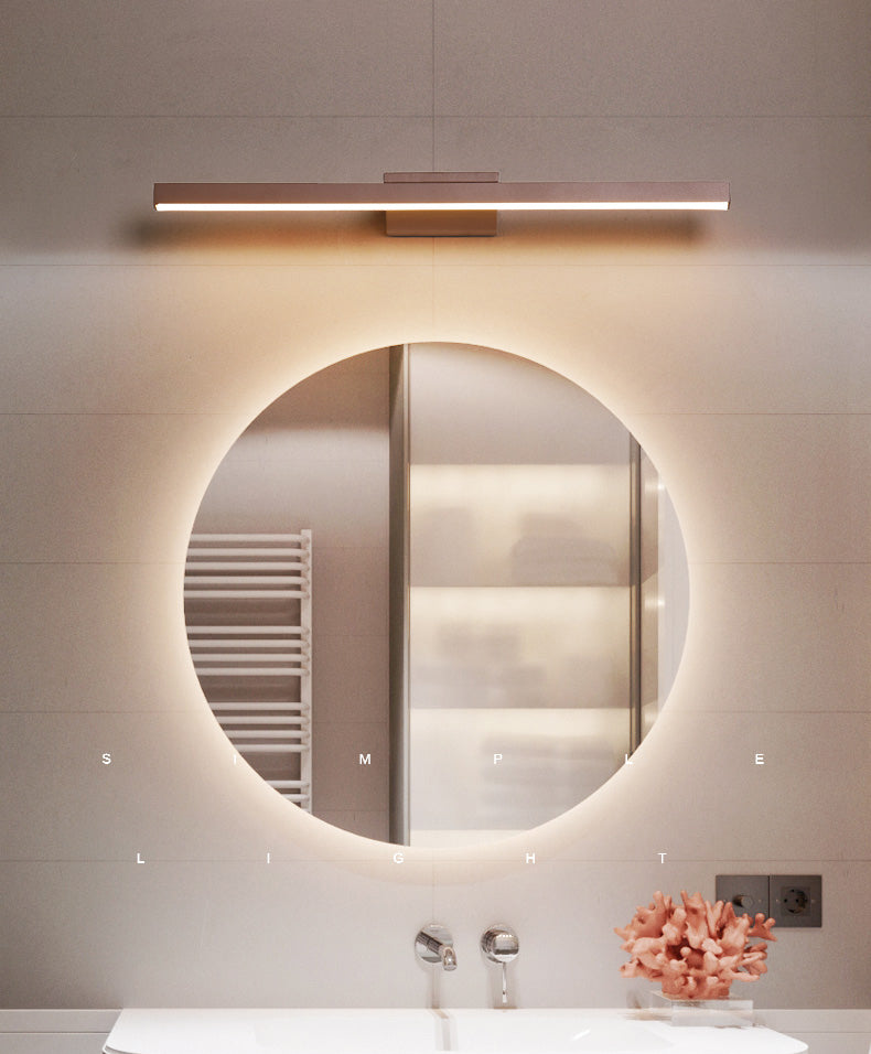 Éclairage de mur de miroir de style simple de style miroir simple à 1 lumière linéaire en marron