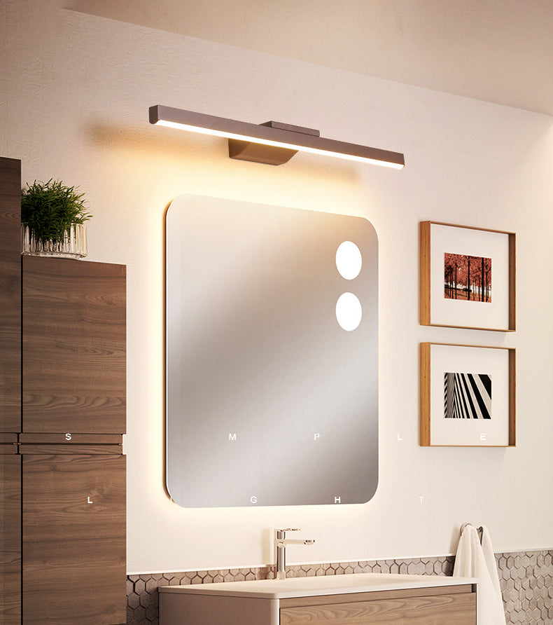 Éclairage de mur de miroir de style simple de style miroir simple à 1 lumière linéaire en marron