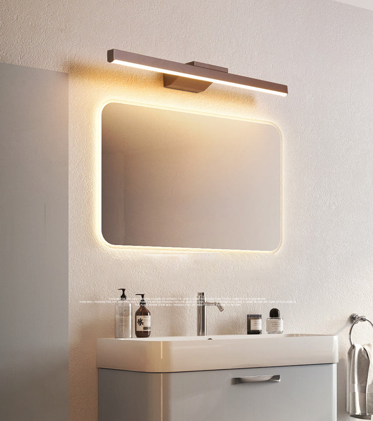 Éclairage de mur de miroir de style simple de style miroir simple à 1 lumière linéaire en marron