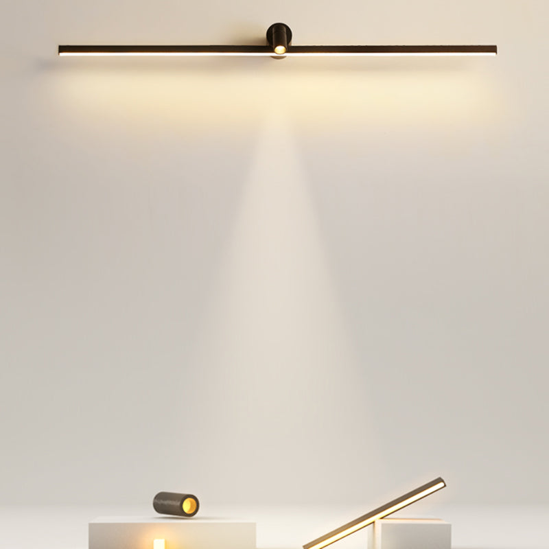 Linear Shade Mirror Wall Lighting Modern Style Metal 2 Lights Sconce Lamp