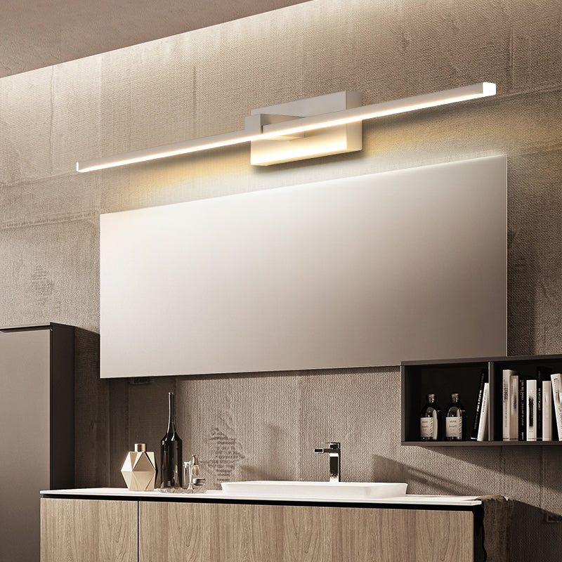Acconde da muro di tonalità lineare a 1 luce moderna moderna illuminazione da parete specchio in stile semplice in bianco