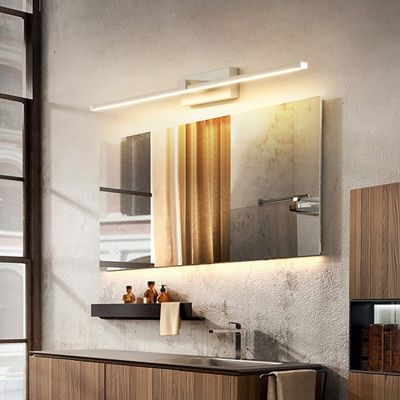 Acconde da muro di tonalità lineare a 1 luce moderna moderna illuminazione da parete specchio in stile semplice in bianco