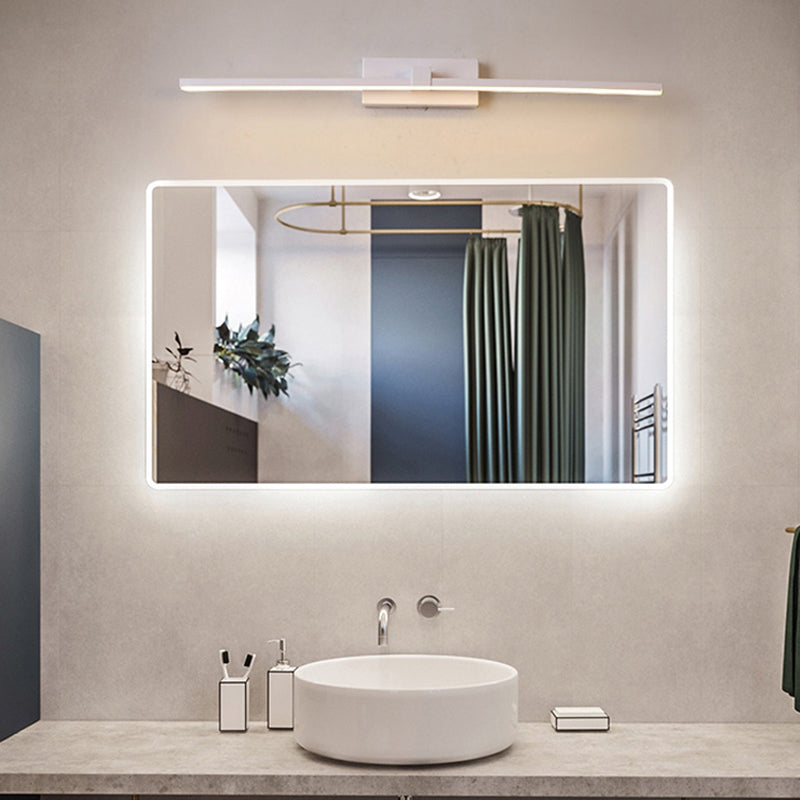 Acconde da muro di tonalità lineare a 1 luce moderna moderna illuminazione da parete specchio in stile semplice in bianco