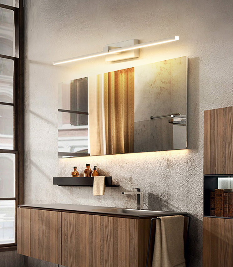 Acconde da muro di tonalità lineare a 1 luce moderna moderna illuminazione da parete specchio in stile semplice in bianco