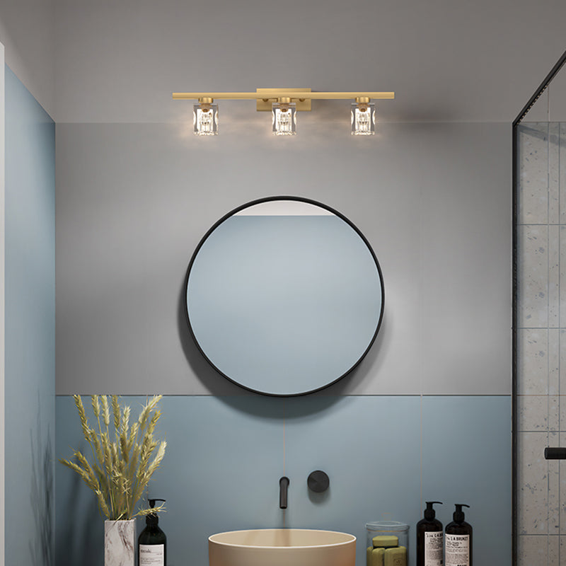 Éclairage mural d'applications murales contemporaines en cristal de cristal en bronze pour salle de bain