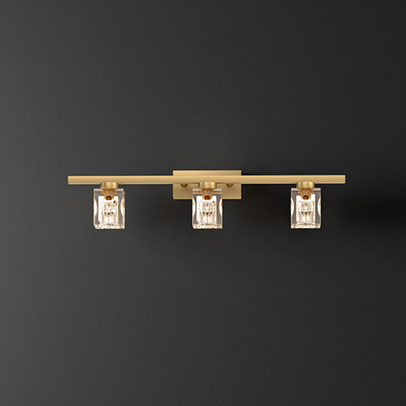 Éclairage mural d'applications murales contemporaines en cristal de cristal en bronze pour salle de bain