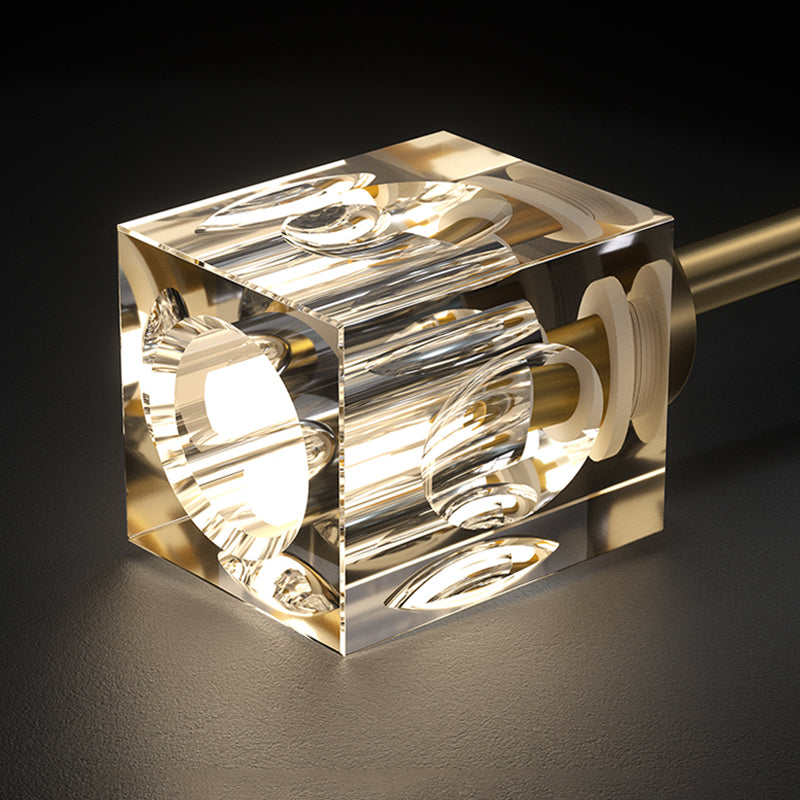 Éclairage mural d'applications murales contemporaines en cristal de cristal en bronze pour salle de bain