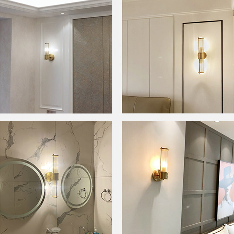 Gold Metal Wall Mount Lamp Contemporary Vanity Wall Light Sconces for Bathroom