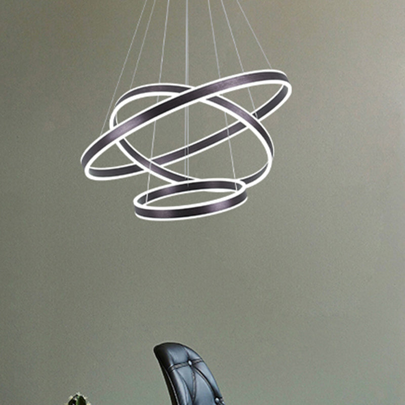 Modern Dining Room Lighting Multiple Rings Hanging Ceiling Lights Metal Chandelier