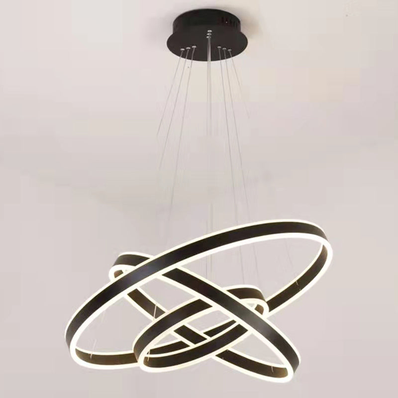 Modern Dining Room Lighting Multiple Rings Hanging Ceiling Lights Metal Chandelier