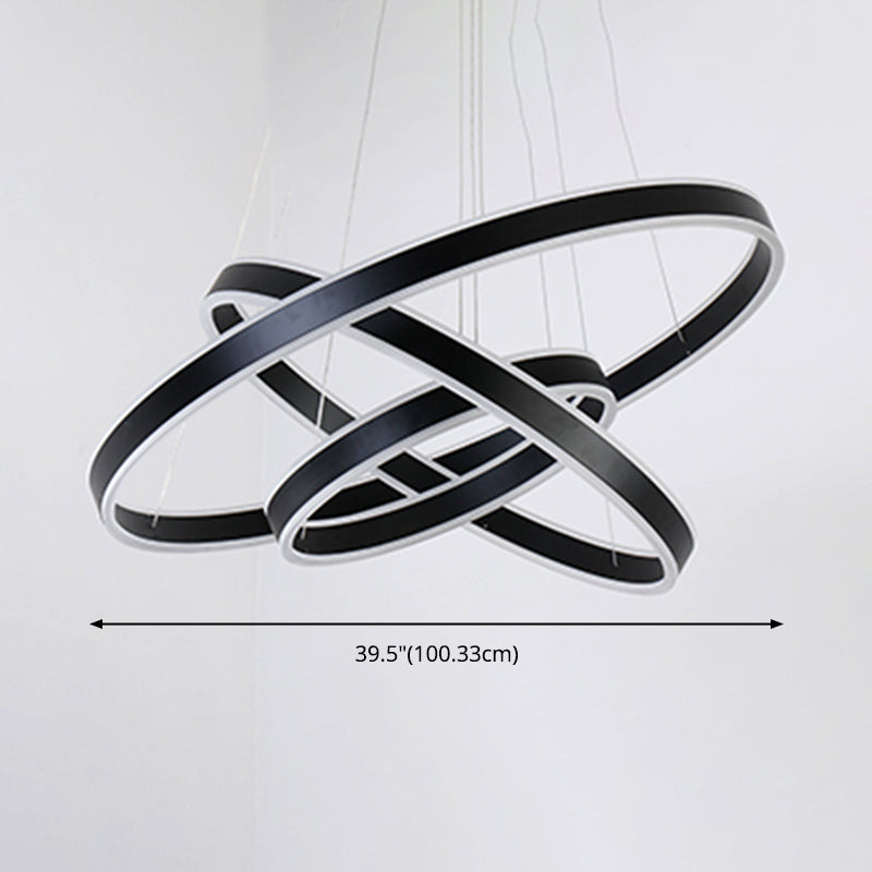 Modern Dining Room Lighting Multiple Rings Hanging Ceiling Lights Metal Chandelier