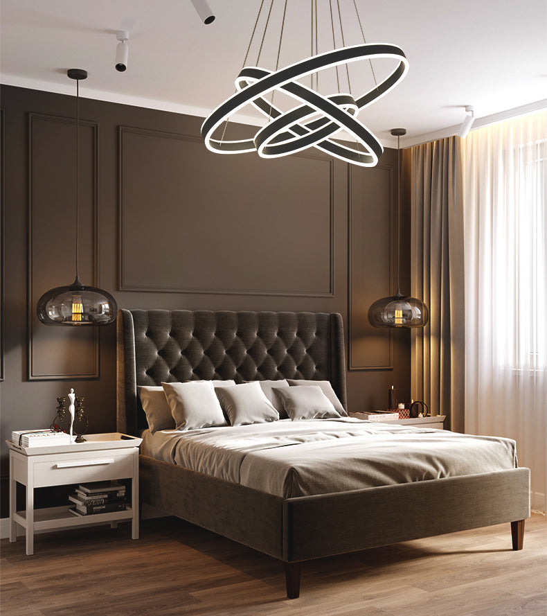 Modern Dining Room Lighting Multiple Rings Hanging Ceiling Lights Metal Chandelier