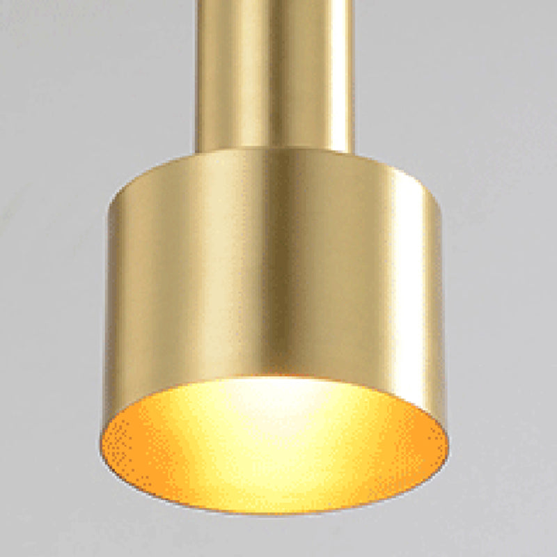 Gold Cylindroid Pendant Light in Modern Creative Style Copper Indoor Hanging Lamp