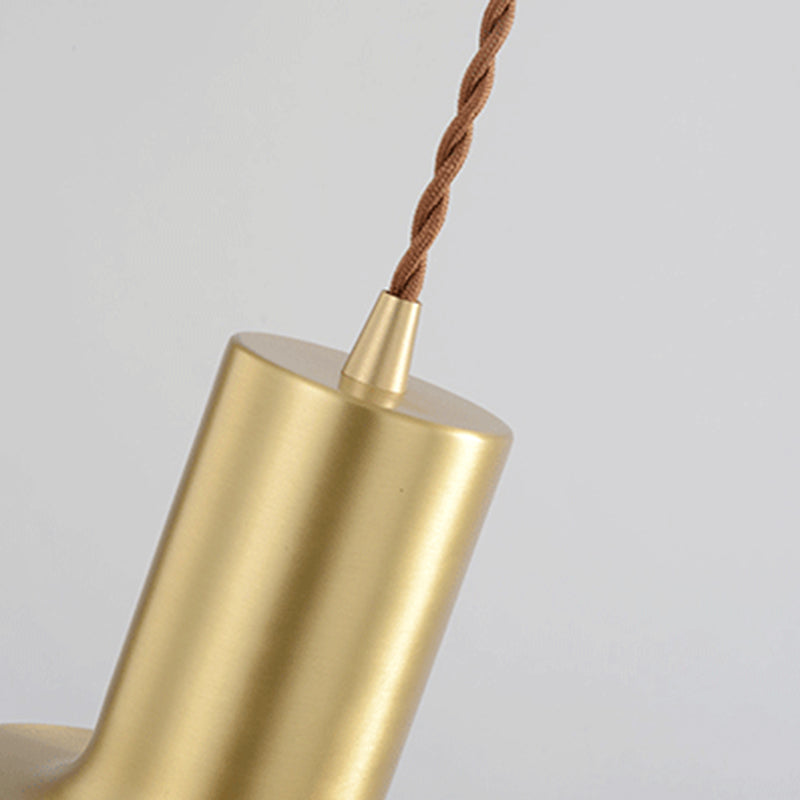 Gold Cylindroid Pendant Light in Modern Creative Style Copper Indoor Hanging Lamp