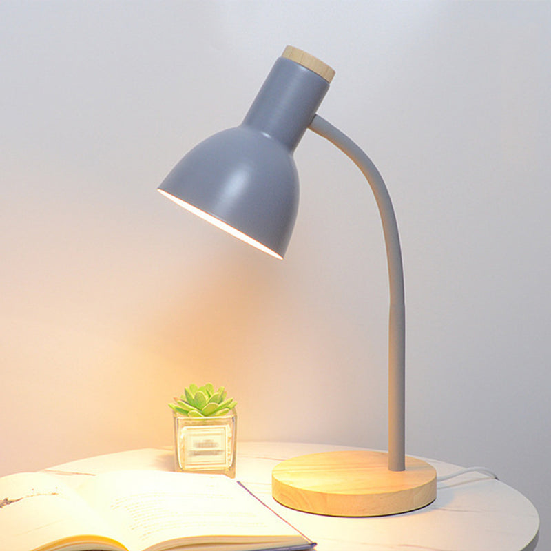 Wooden Dome Table Lamp in Modern Minimalist Style Wrought Iron Macaron Table Light for Bedroom