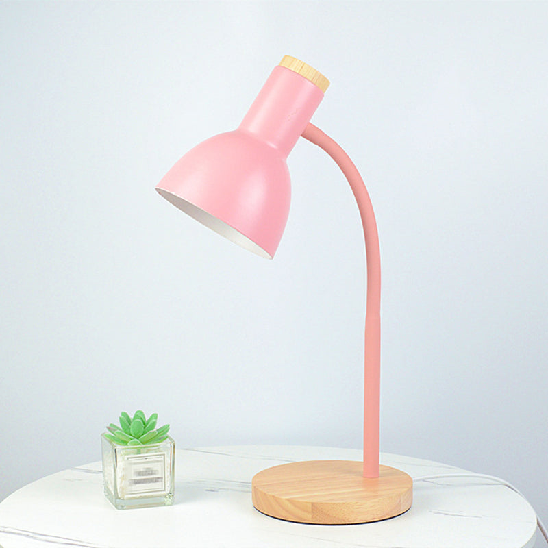 Wooden Dome Table Lamp in Modern Minimalist Style Wrought Iron Macaron Table Light for Bedroom