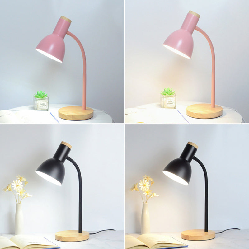 Wooden Dome Table Lamp in Modern Minimalist Style Wrought Iron Macaron Table Light for Bedroom