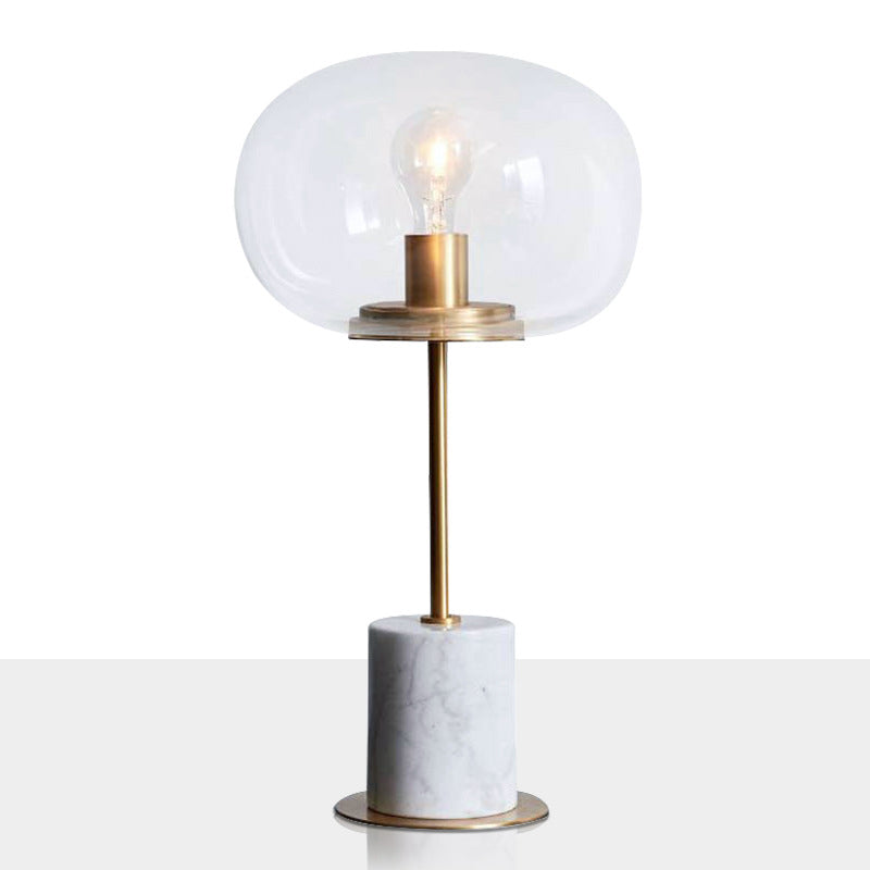 Marble Globe Table Lamp in Modern Luxury Style Electroplate Metal Table Light with Glass Shade