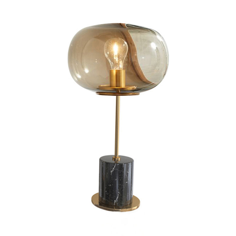Marble Globe Table Lamp in Modern Luxury Style Electroplate Metal Table Light with Glass Shade