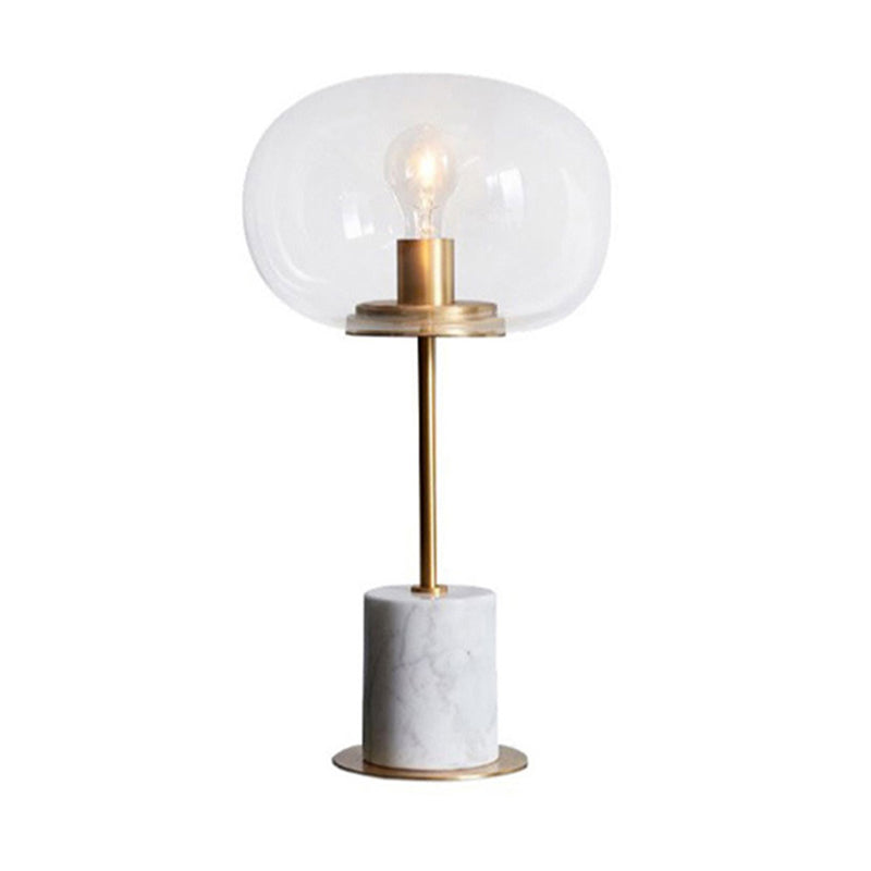 Marble Globe Table Lamp in Modern Luxury Style Electroplate Metal Table Light with Glass Shade