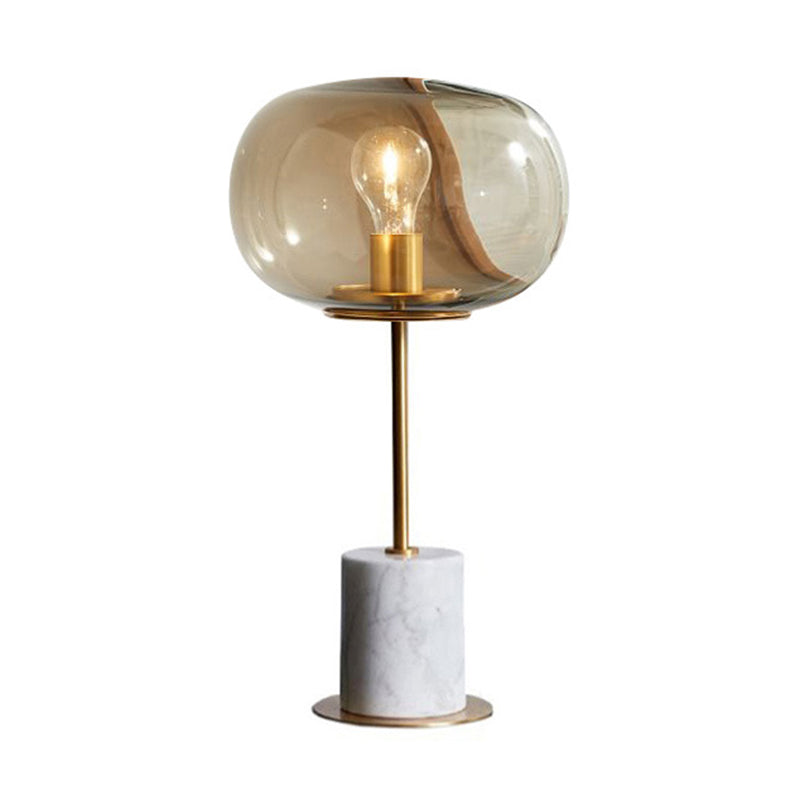 Marble Globe Table Lamp in Modern Luxury Style Electroplate Metal Table Light with Glass Shade