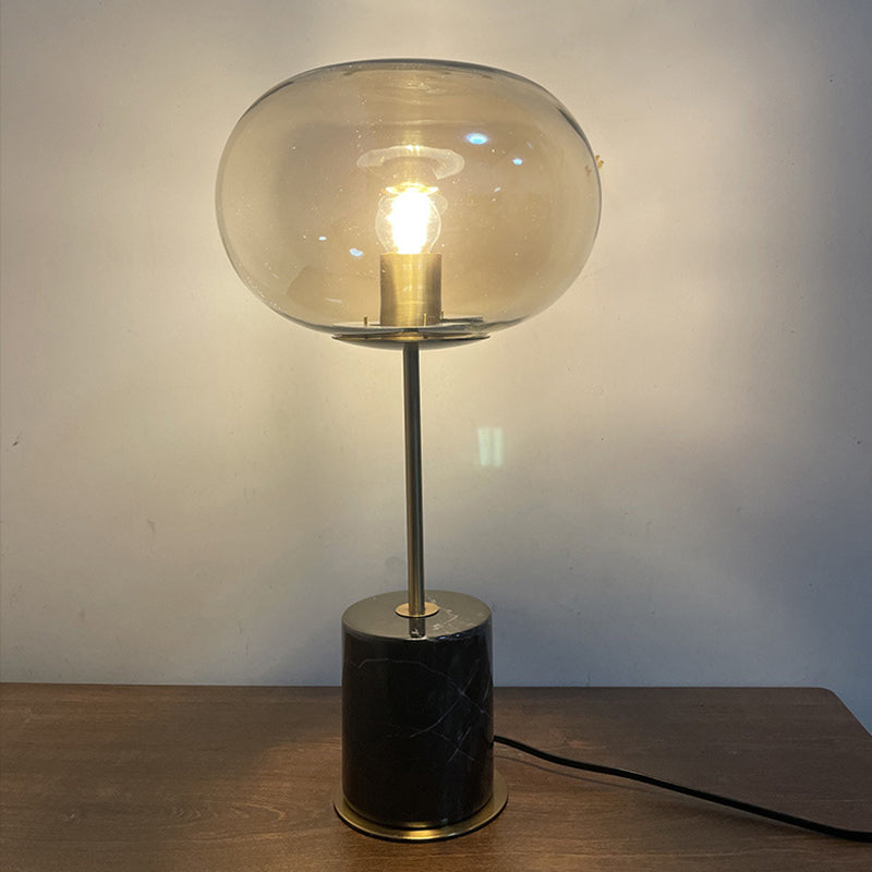 Marble Globe Table Lamp in Modern Luxury Style Electroplate Metal Table Light with Glass Shade