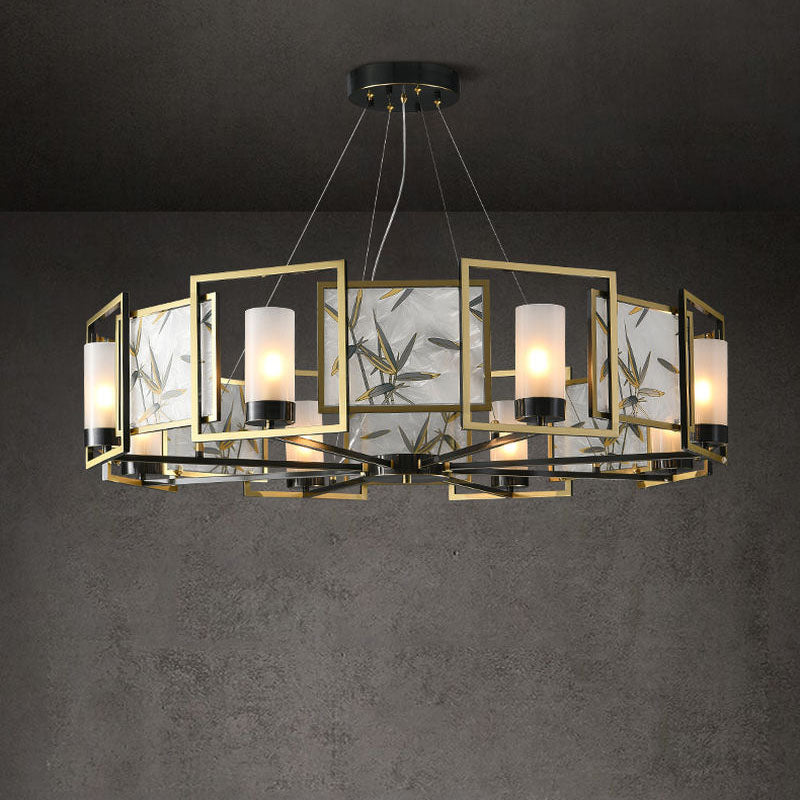 Contemporary Bronze Copper Hanging Chandelier Circle Ceiling Hanging Light Fixture