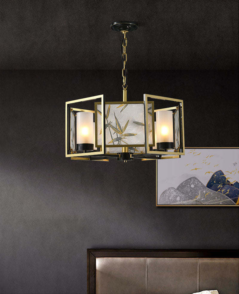 Contemporary Bronze Copper Hanging Chandelier Circle Ceiling Hanging Light Fixture