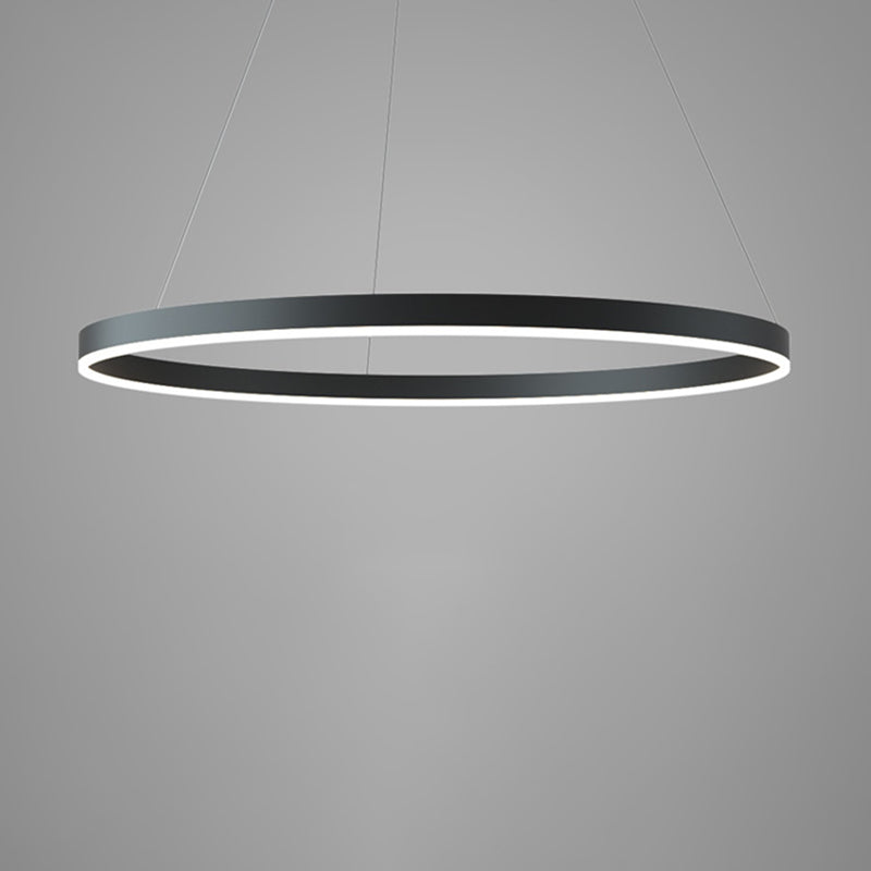 Lustre noir moderne plusieurs anneaux de plafond pendentif en métal léger en métal