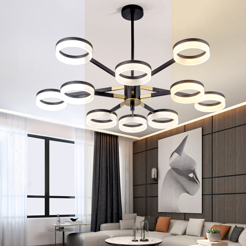 Chandelier moderne allume plusieurs anneaux