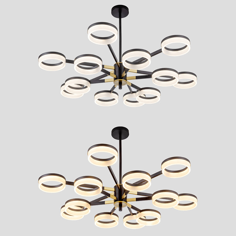Modern Chandelier Lights Multiple Rings Pendant Lighting Fixtures Metal Chandelier