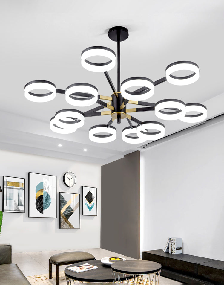 Modern Chandelier Lights Multiple Rings Pendant Lighting Fixtures Metal Chandelier