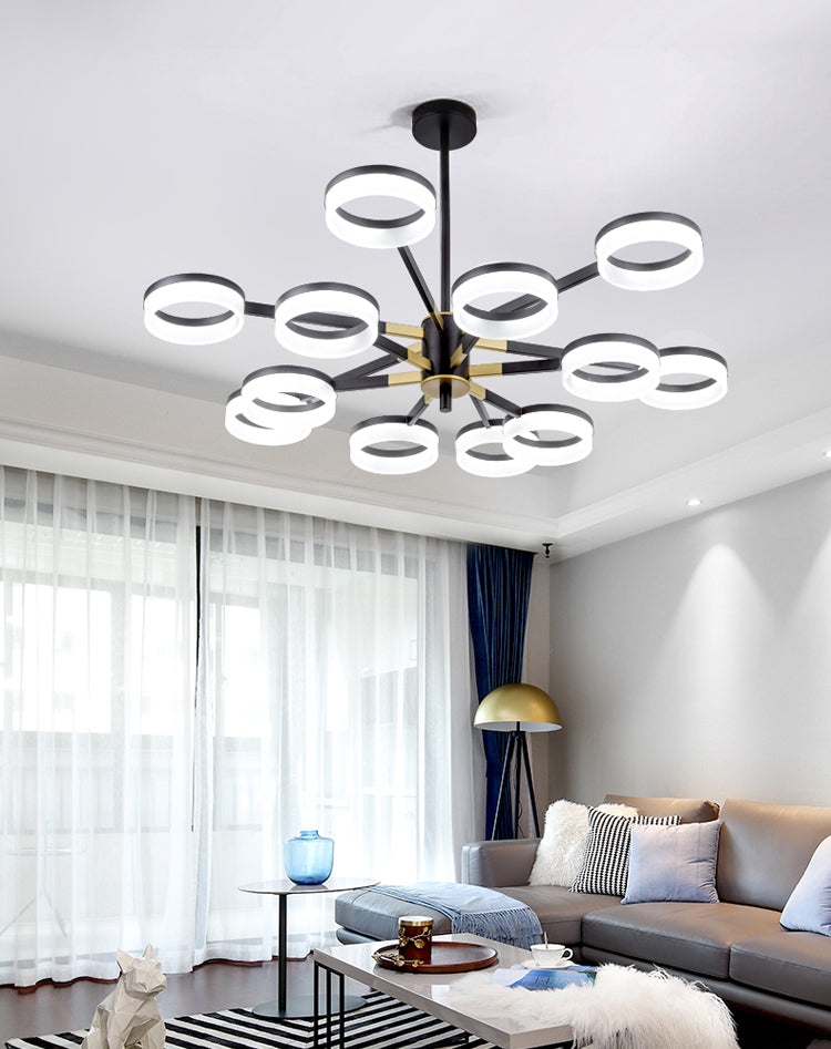 Modern Chandelier Lights Multiple Rings Pendant Lighting Fixtures Metal Chandelier