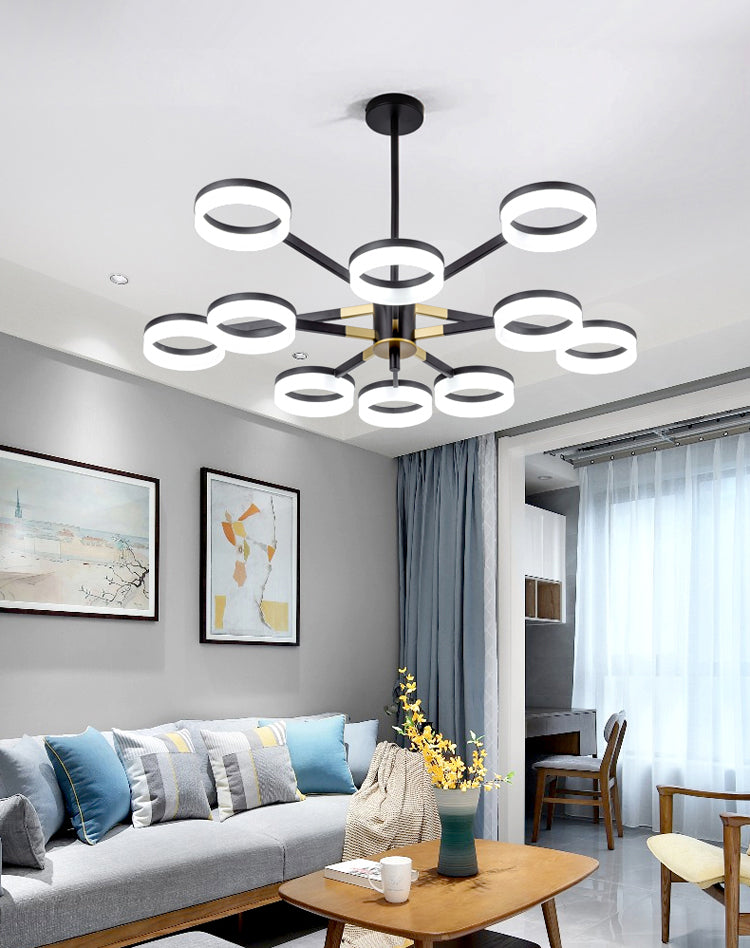 Modern Chandelier Lights Multiple Rings Pendant Lighting Fixtures Metal Chandelier