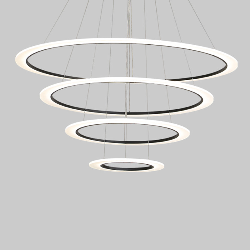 Large Modern Chandelier Multiple Rings Hanging Light Fixtures Metal Chandelier
