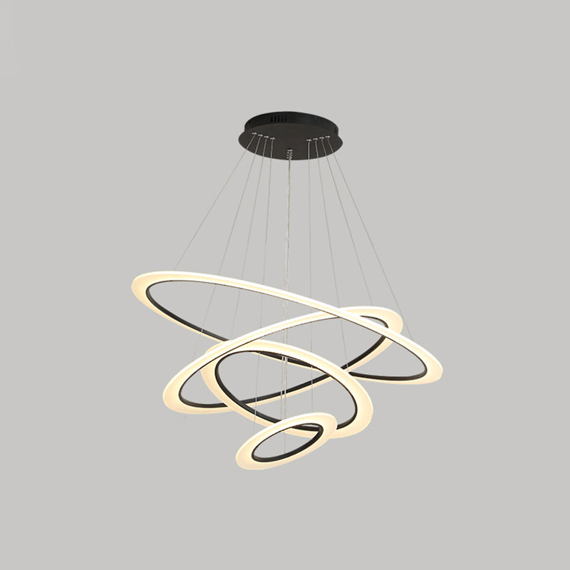 Large Modern Chandelier Multiple Rings Hanging Light Fixtures Metal Chandelier