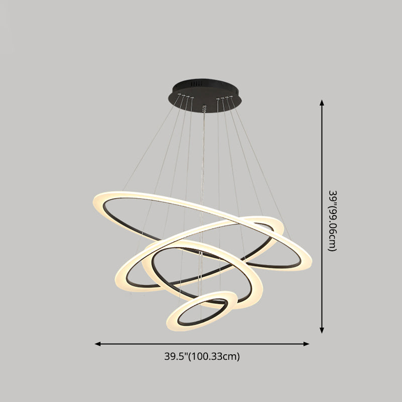 Large Modern Chandelier Multiple Rings Hanging Light Fixtures Metal Chandelier