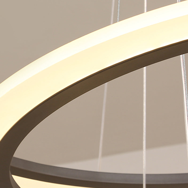 Large Modern Chandelier Multiple Rings Hanging Light Fixtures Metal Chandelier