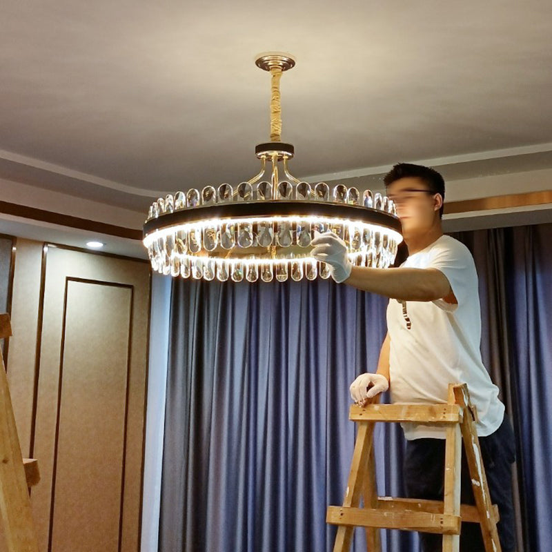 Éclairage de salle à manger moderne lustre circulaire suspendue suspendue cristal