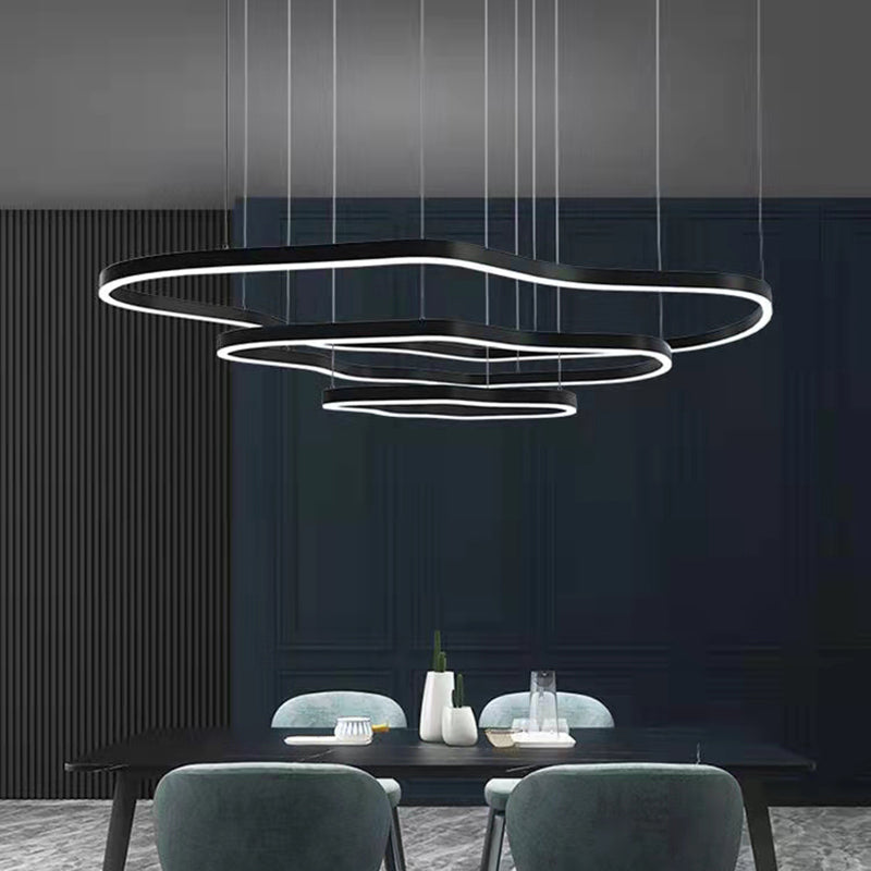 Iluminación moderna de comedor anillos múltiples accesorios de iluminación de araña