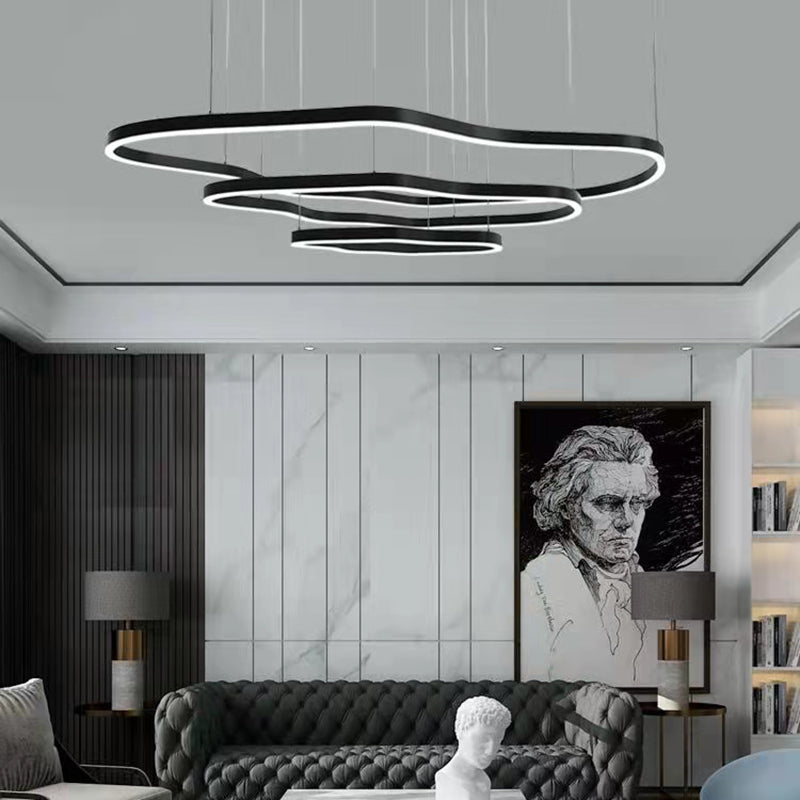 Iluminación moderna de comedor anillos múltiples accesorios de iluminación de araña