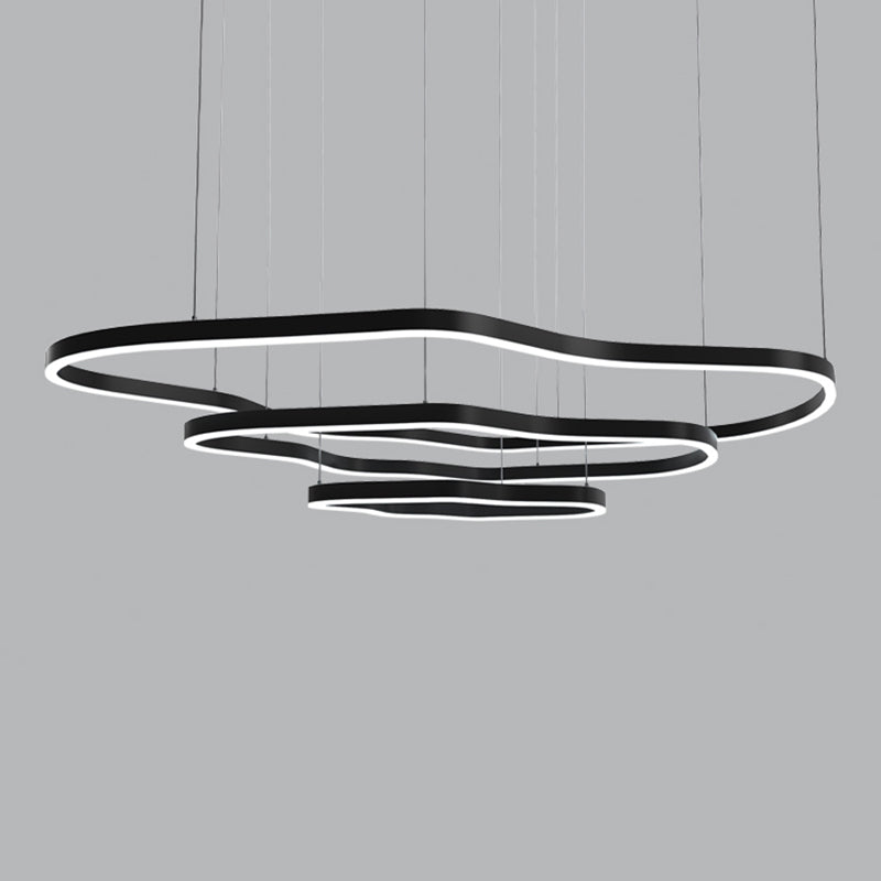 Iluminación moderna de comedor anillos múltiples accesorios de iluminación de araña