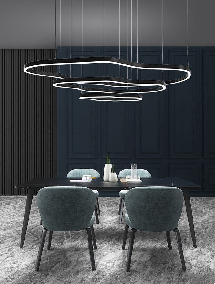 Iluminación moderna de comedor anillos múltiples accesorios de iluminación de araña