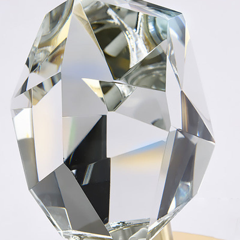 Modern Luxury LED Pendant Light Copper Geometric Hanging Lamp with Crystal Shade