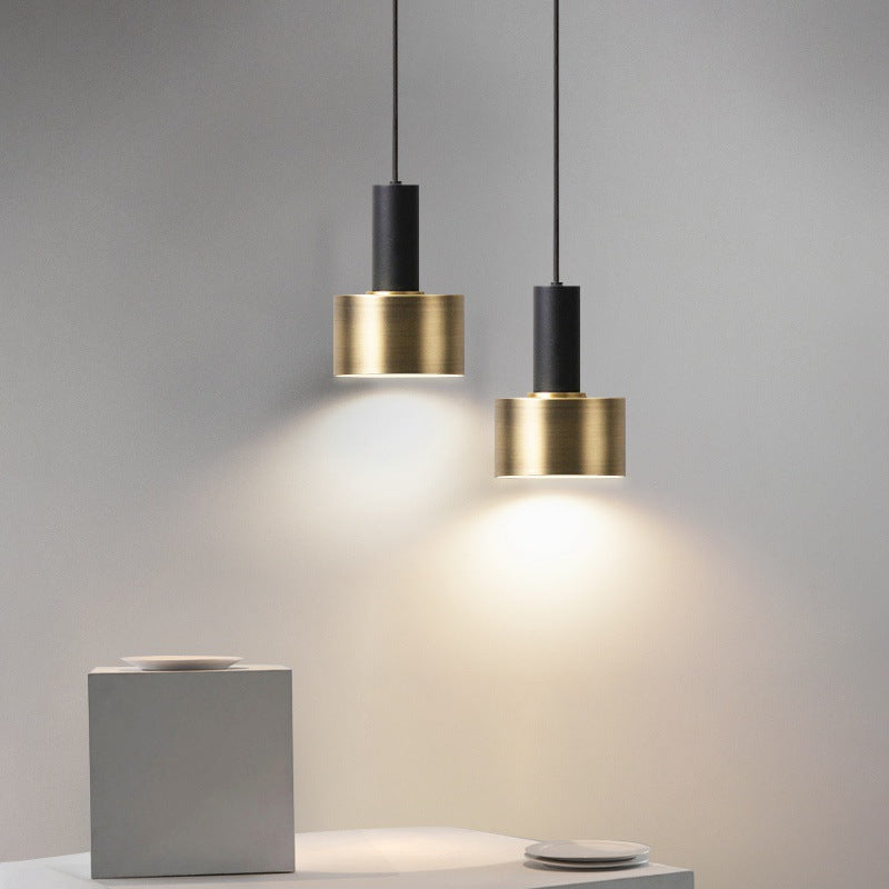 Modern Luxury Single Pendant Light Wrought Iron Cylindrical Hanging Lamp for Bedroom