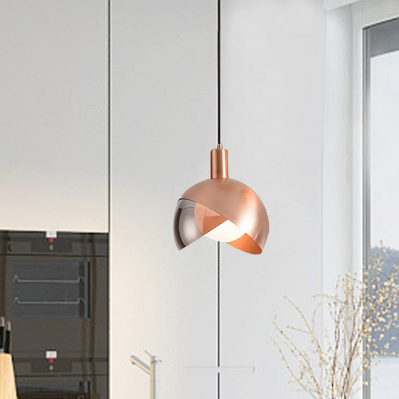 Modern Luxury Single Pendant Light Electroplate Iron Globe Hanging Lamp for Interior Spaces