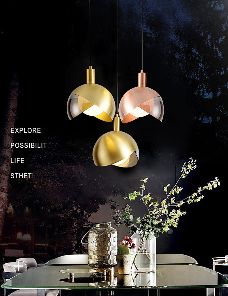 Modern Luxury Single Pendant Light Electroplate Iron Globe Hanging Lamp for Interior Spaces